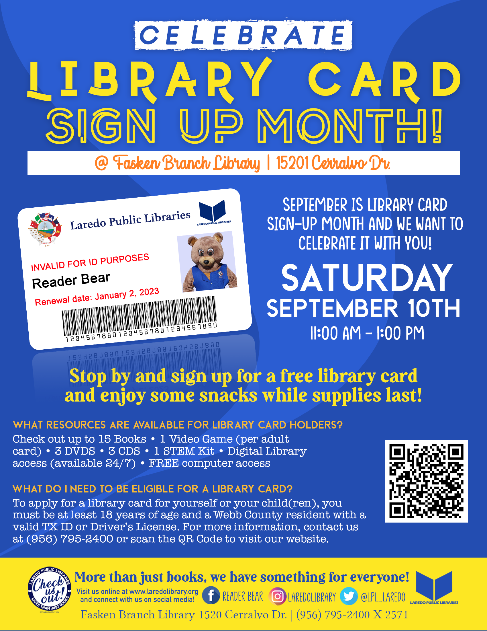 Celebrate Library Card Sign Up Month! Laredo Public Library