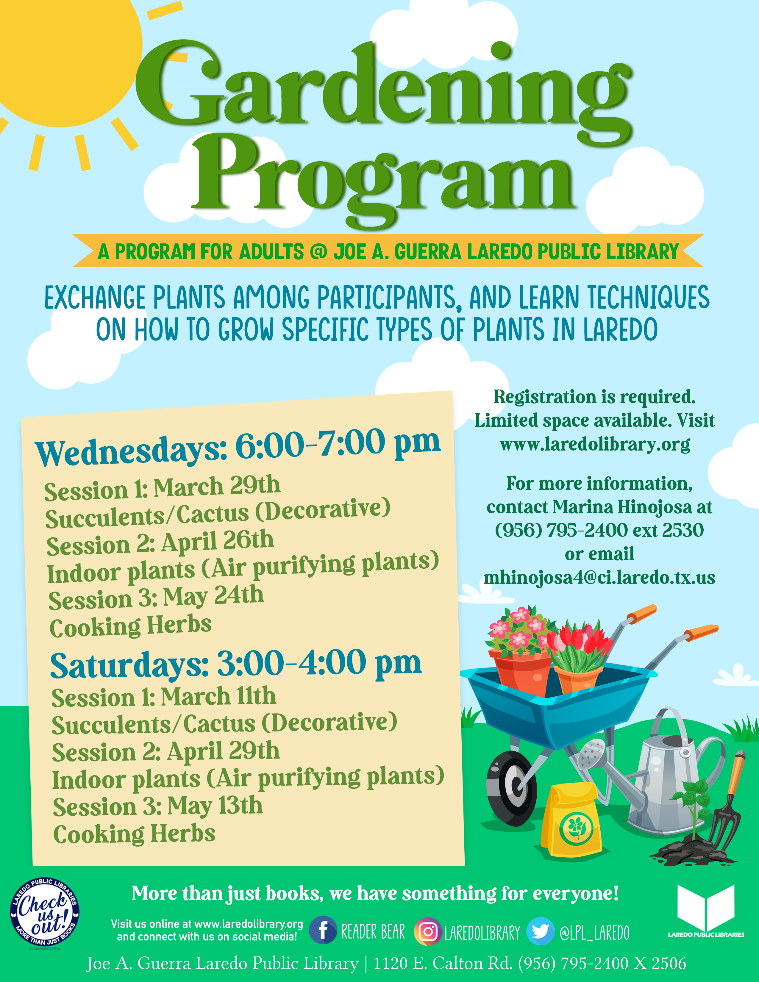 Gardening Program Spring 2023 Saturday sessions Laredo Public Library