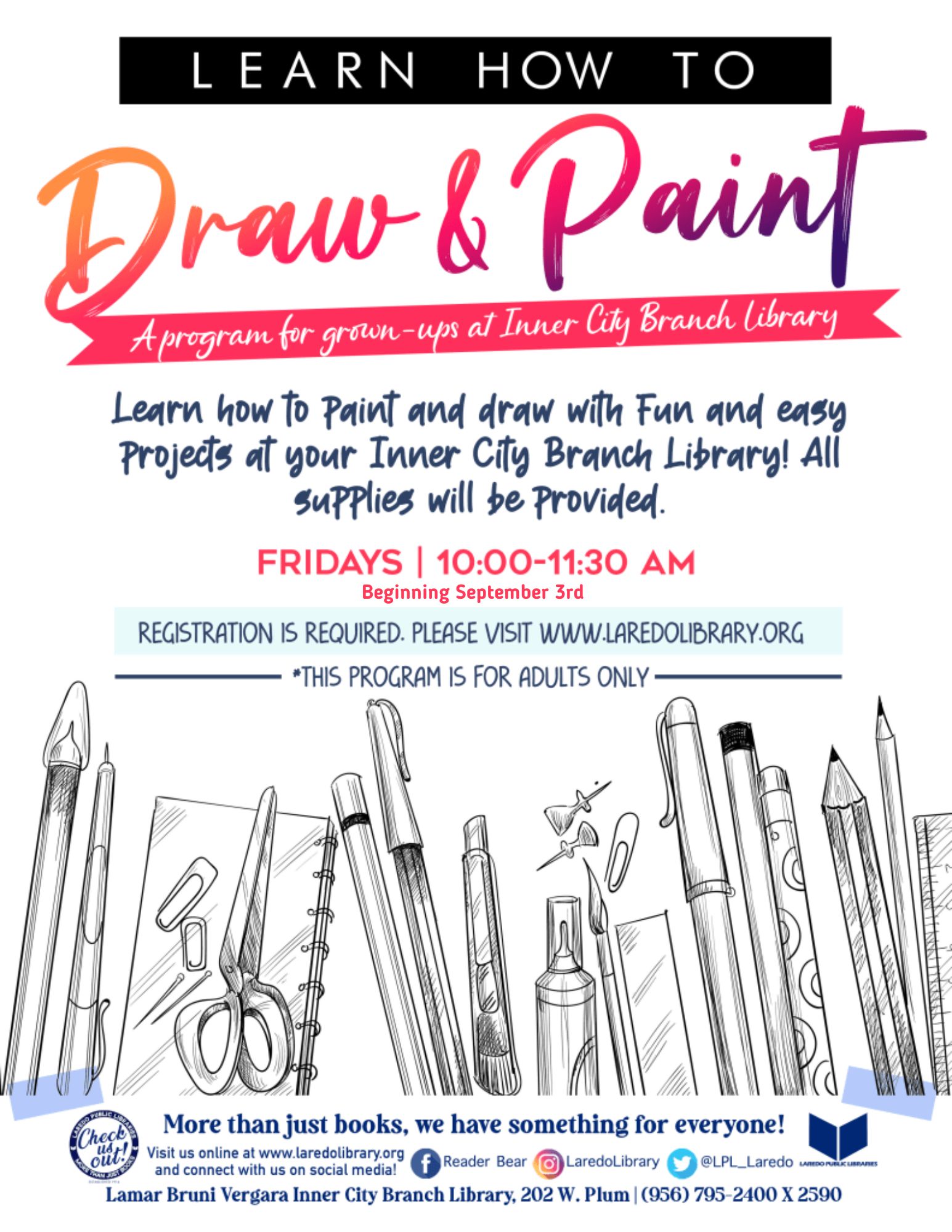 Learn How to Draw & Paint for Grown-ups Registration Begins!