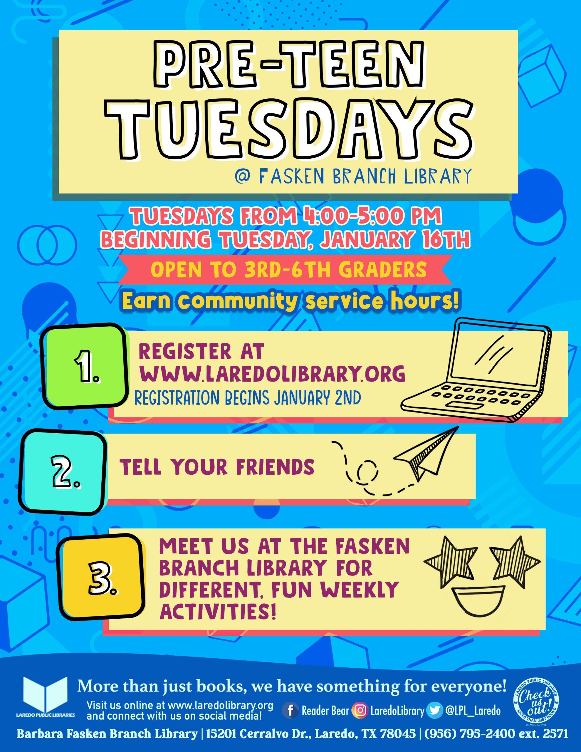 Pre-Teen Tuesdays Registration Begins!