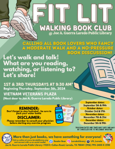 Fit Lit Walking Book Club @ Vietnam Veterans Plaza (next to Joe A. Guerra Public Library))