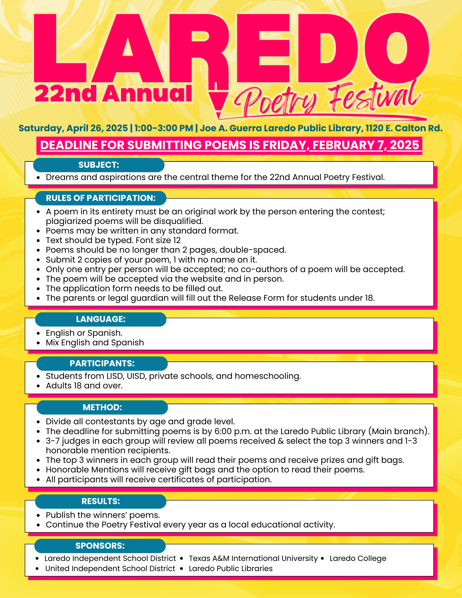 22nd Annual Laredo Poetry Festival Registration