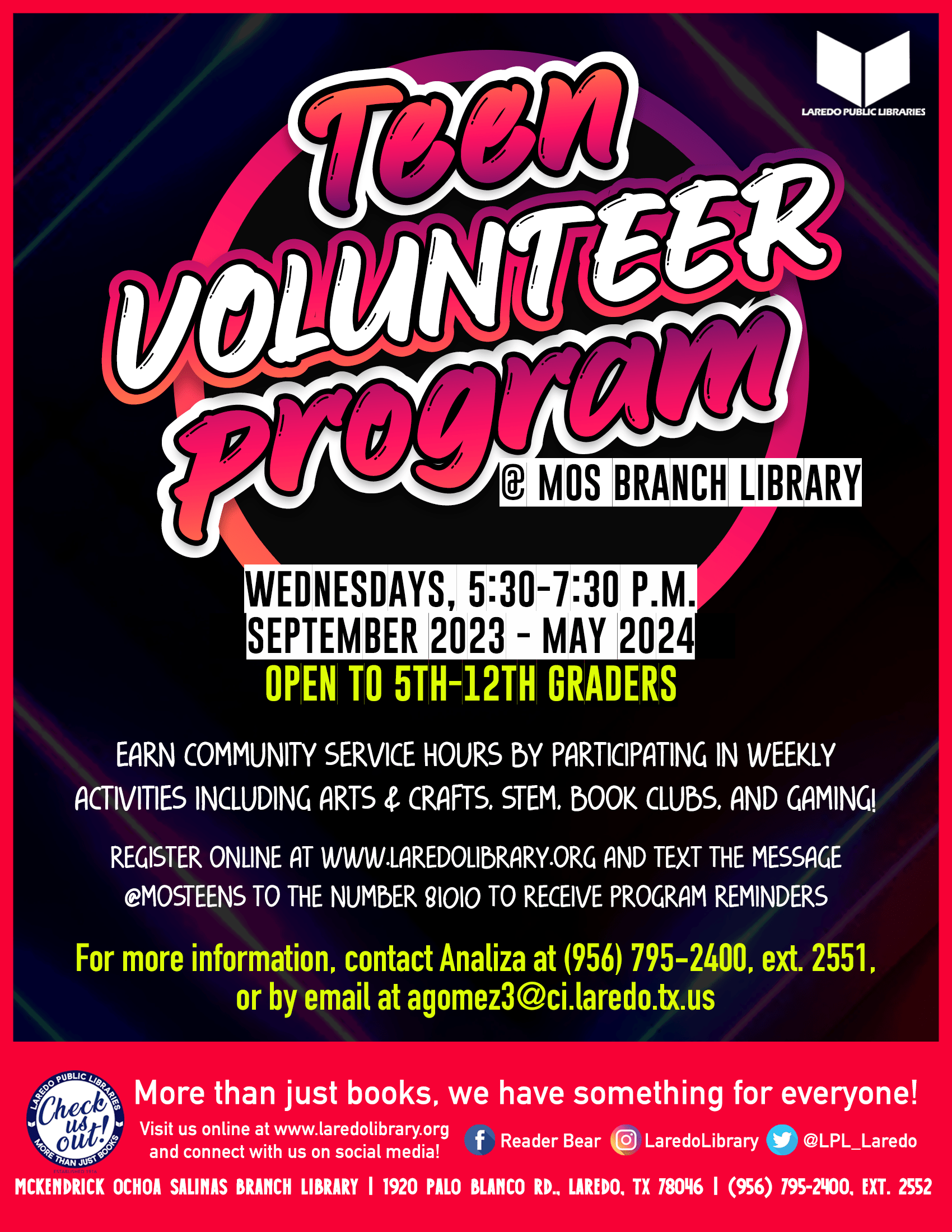 Teen Volunteer Program | Laredo Public Library