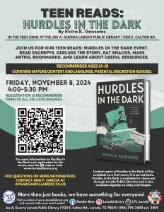 TEEN READS: Hurdles in the Dark @ Joe A. Guerra Laredo Public Library